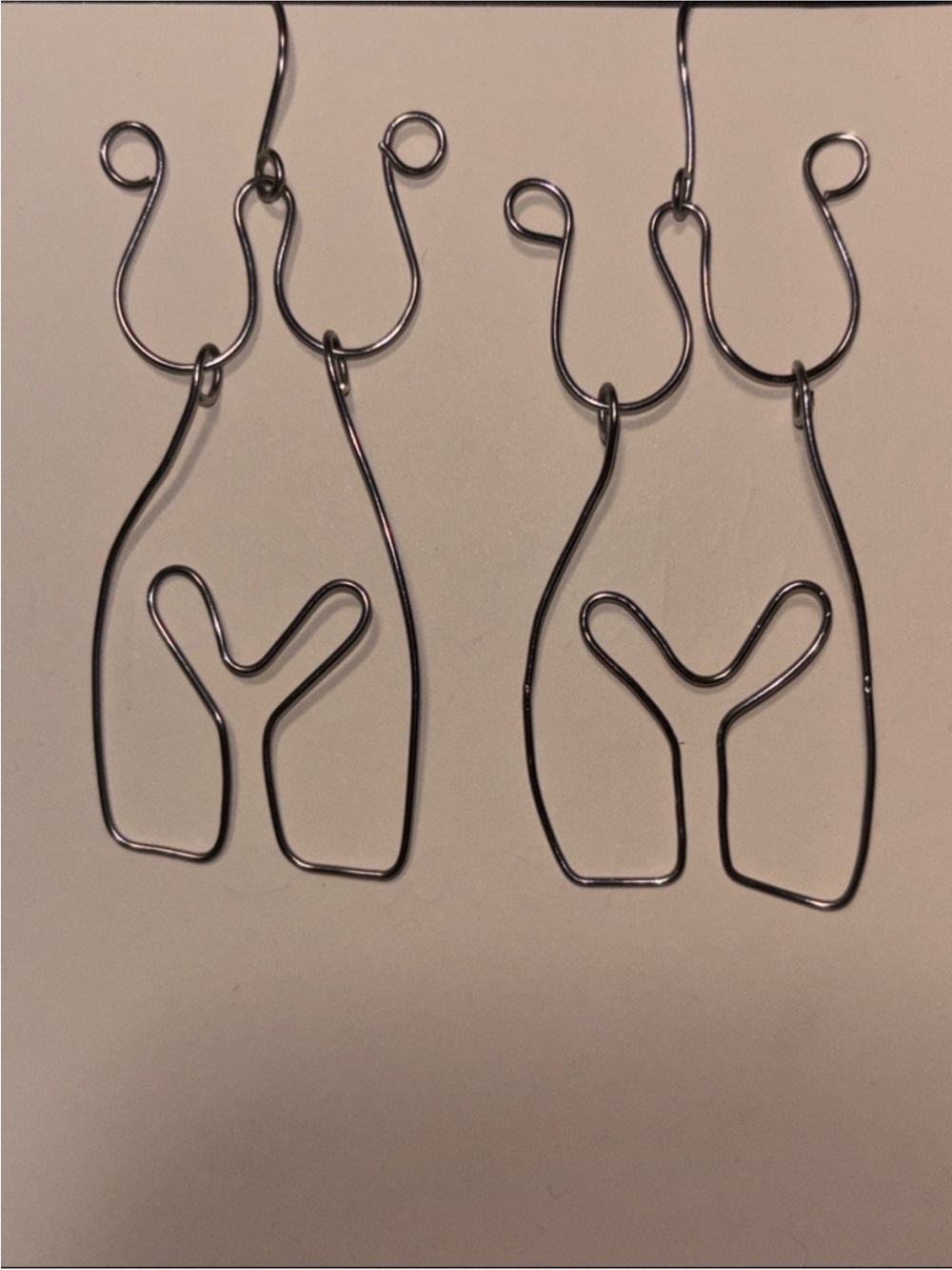 Minimalist Wire Body Earrings in Silver Handmade Stainless Steel